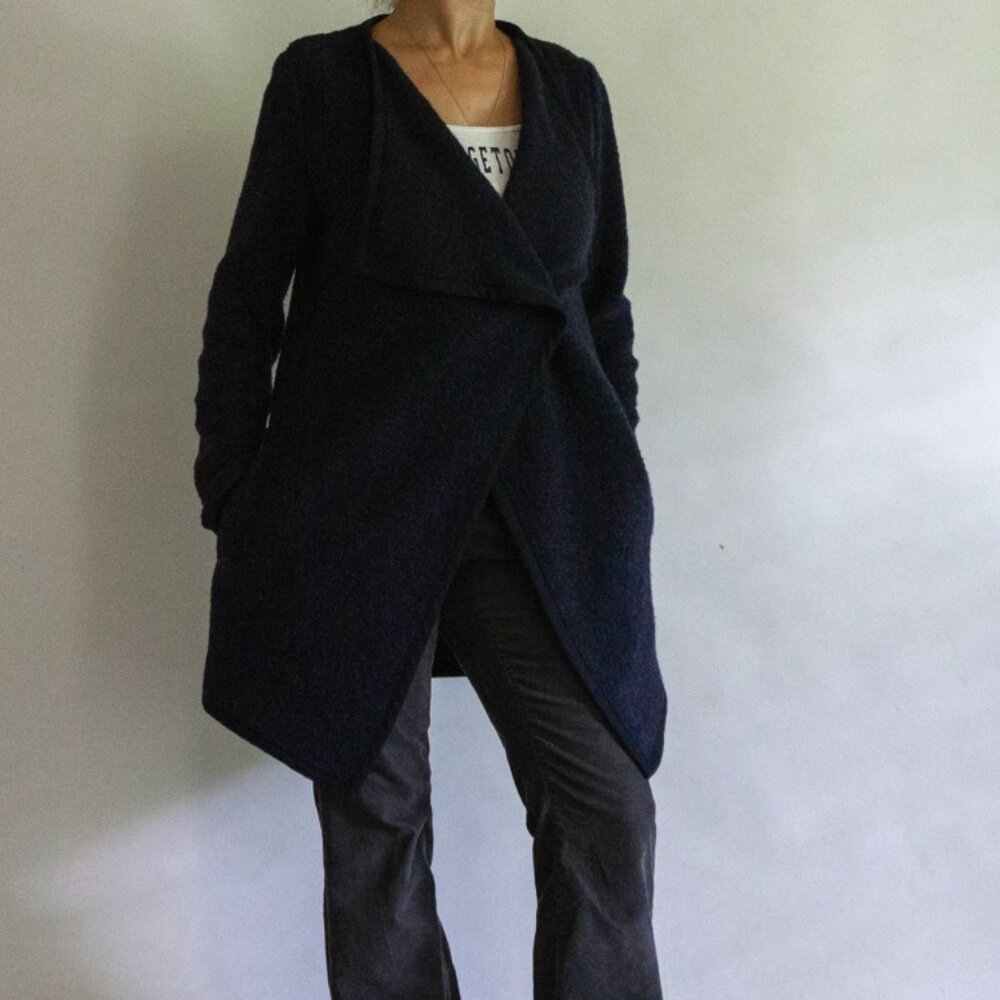 Mark O Pollo Blue Wool Long Coat Italian Fabric Tailored Winter Size Medium